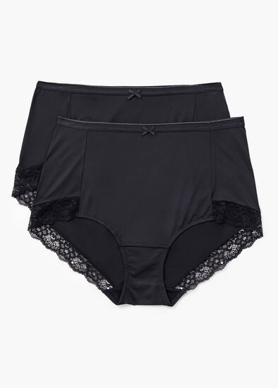 Plus Size 2Pk Micro Lace Trim Briefs