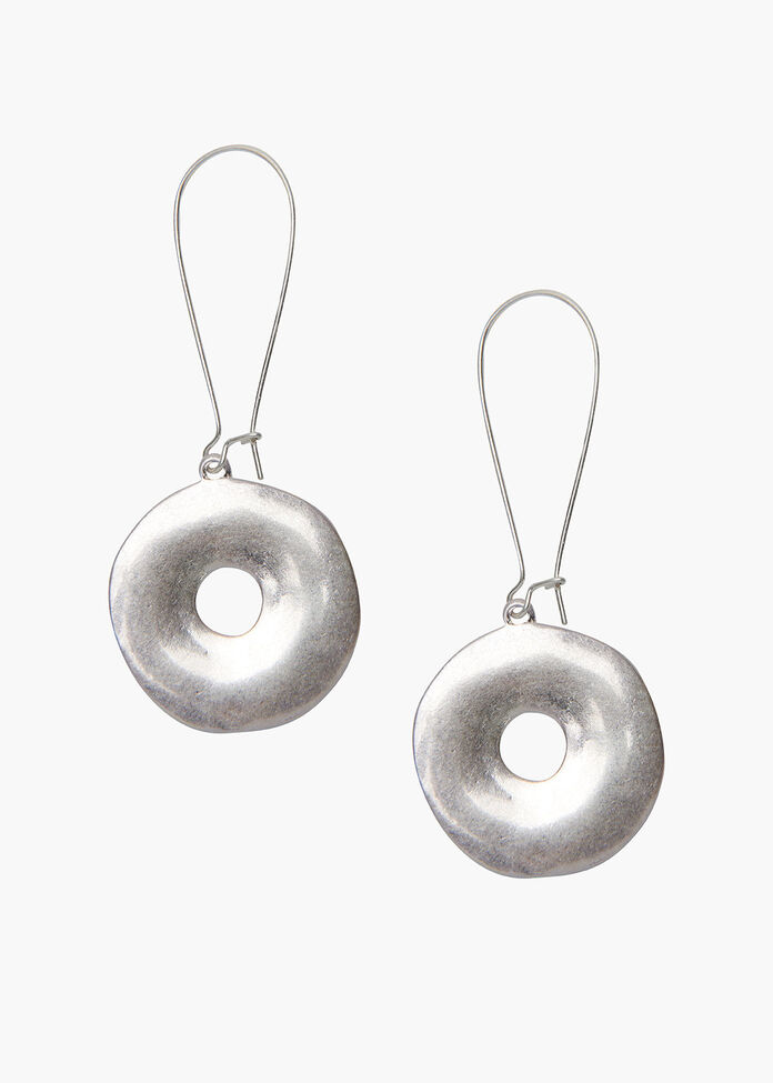 Silver Disc Earrings, , hi-res