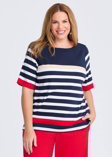 Plus Size Cotton Breton Stripe T-shirt