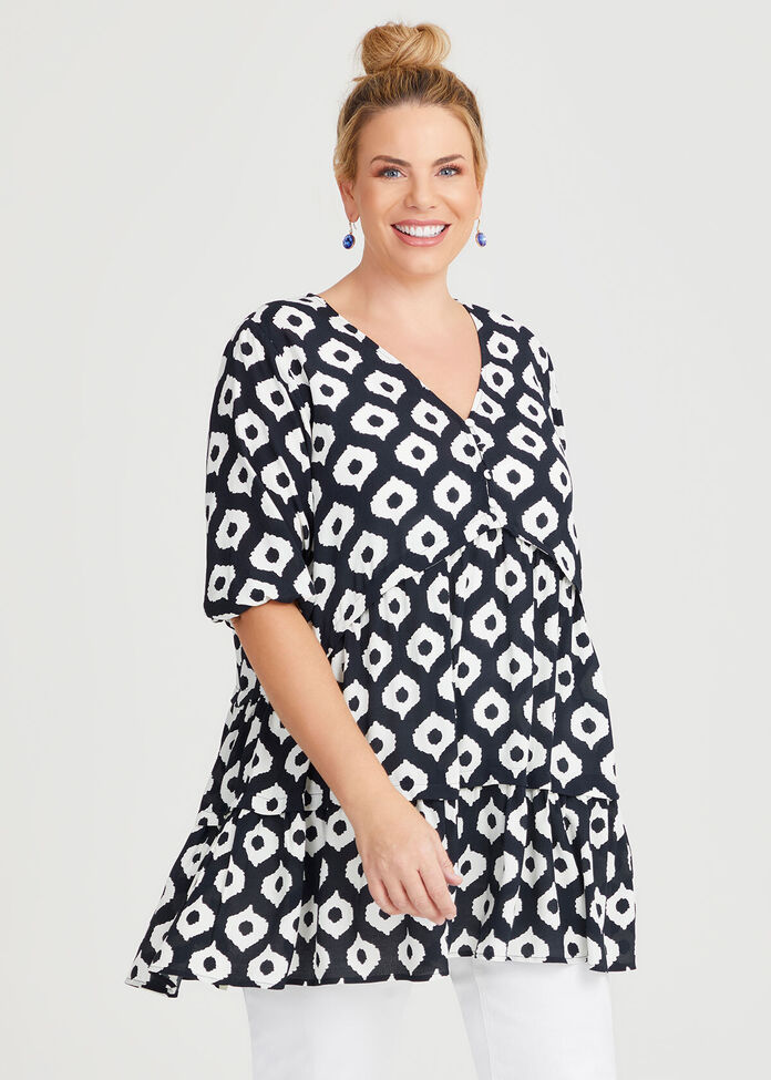 Natural Ikat Print Tunic, , hi-res