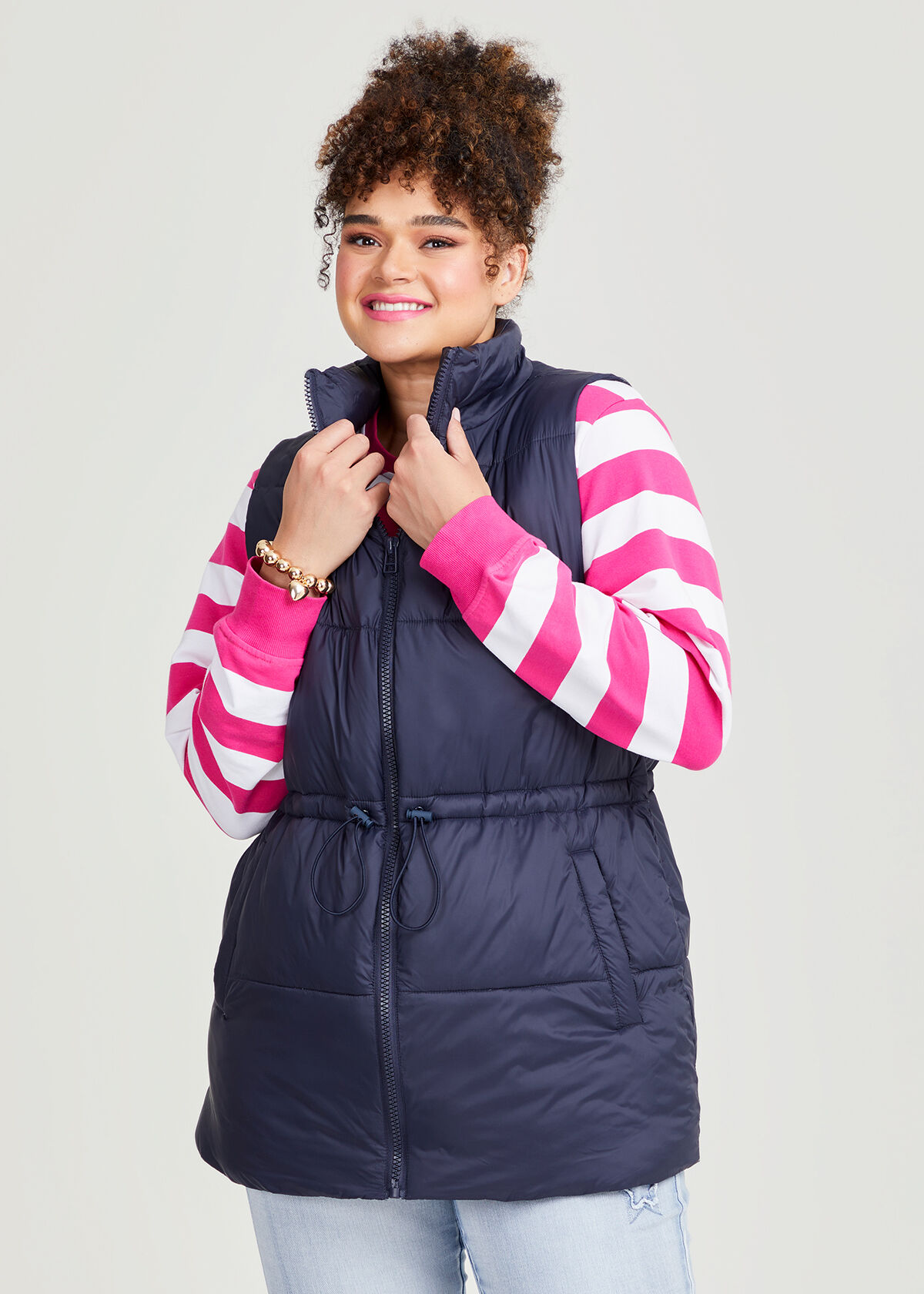 Mid length puffer vest sales