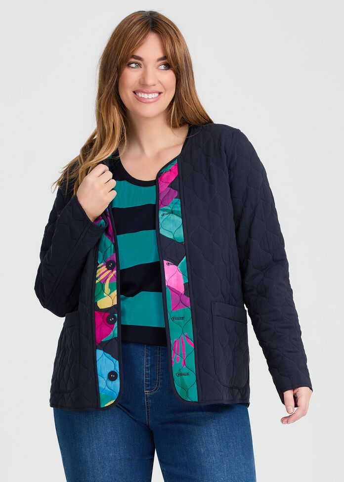 Shop Plus Size Natural Floral Reversible Jacket, Multi | Taking Shape NZ