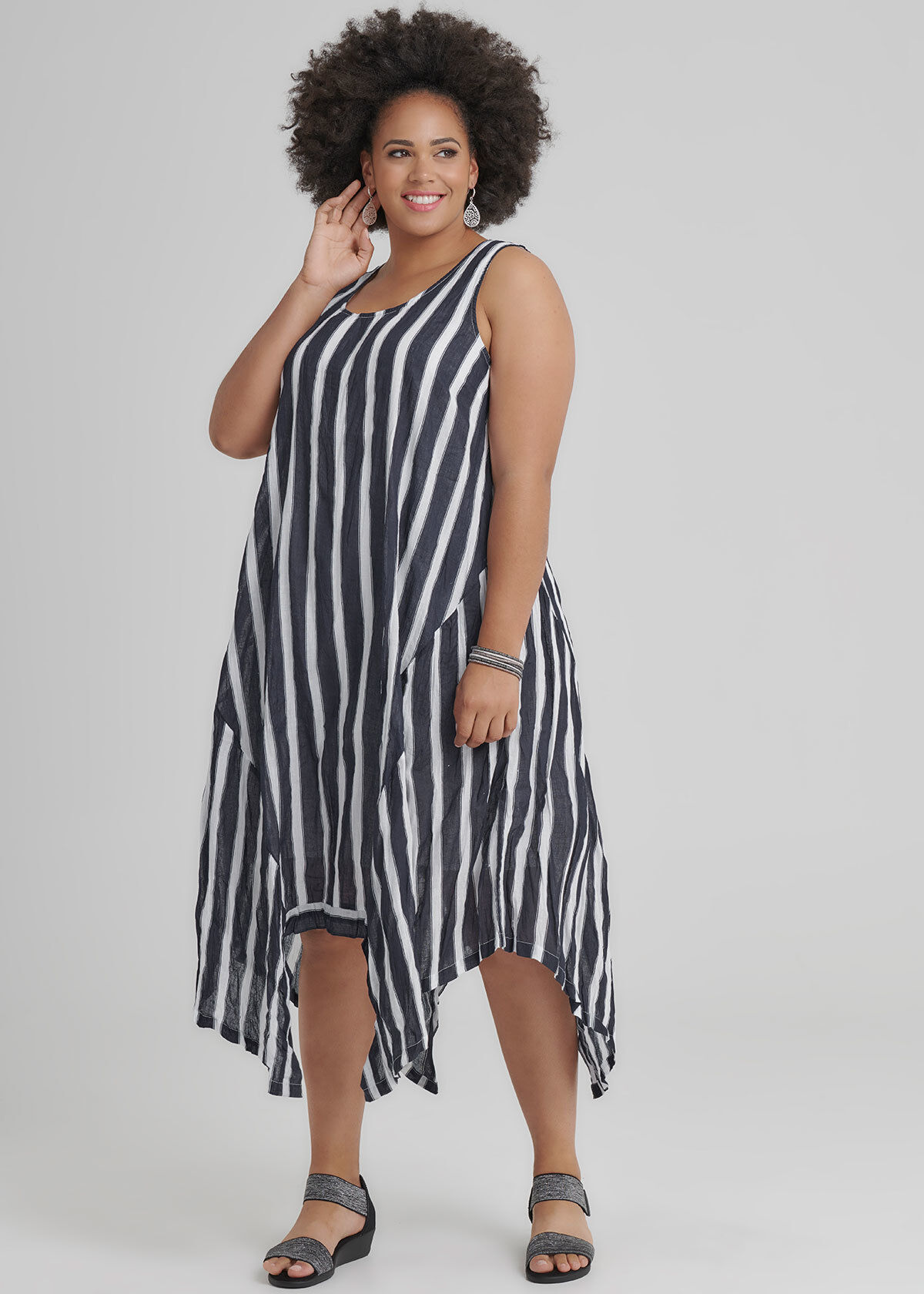 Shop Plus Size Little Havana Dress in Stripes Taking Shape AU