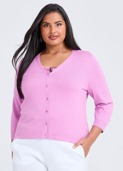 Plus Size Ivy V-neck Natural Knit Cardigan