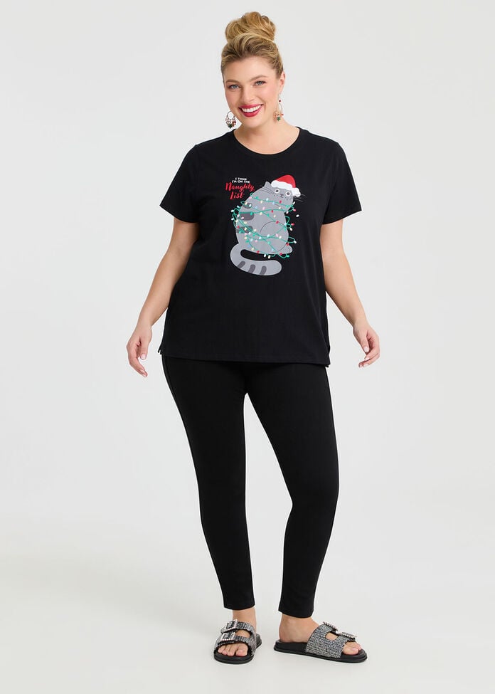 Cotton Cat Xmas T-shirt, , hi-res