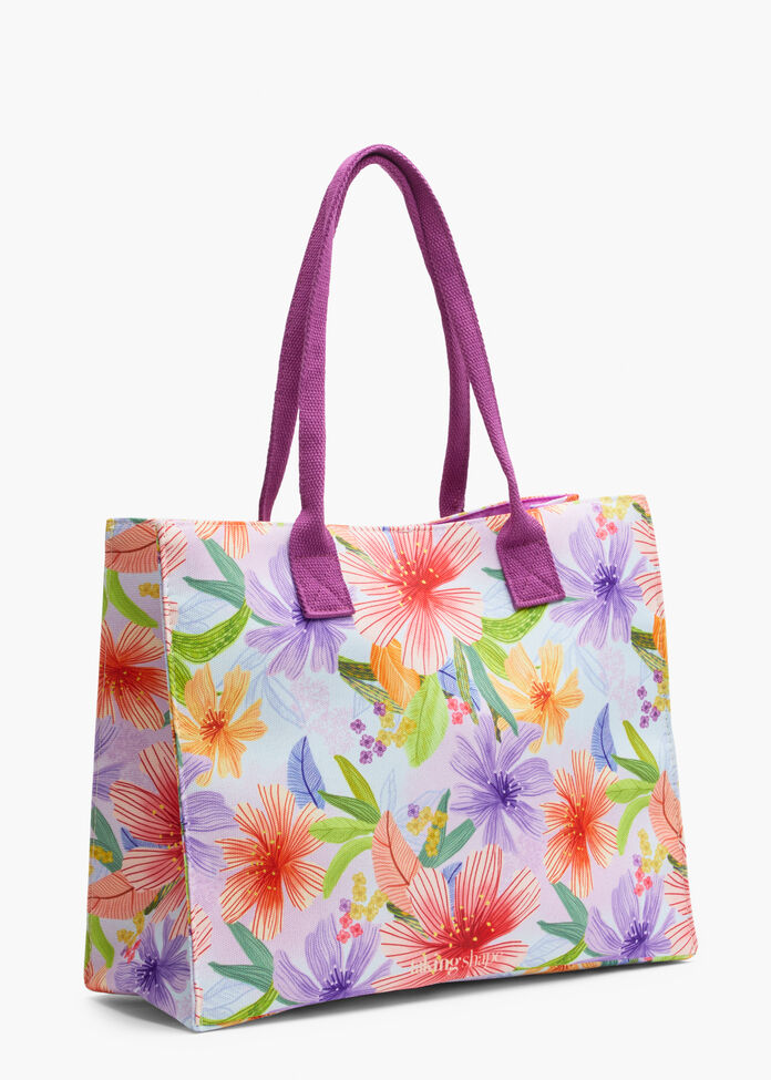 Floral Structured Tote Bag, , hi-res