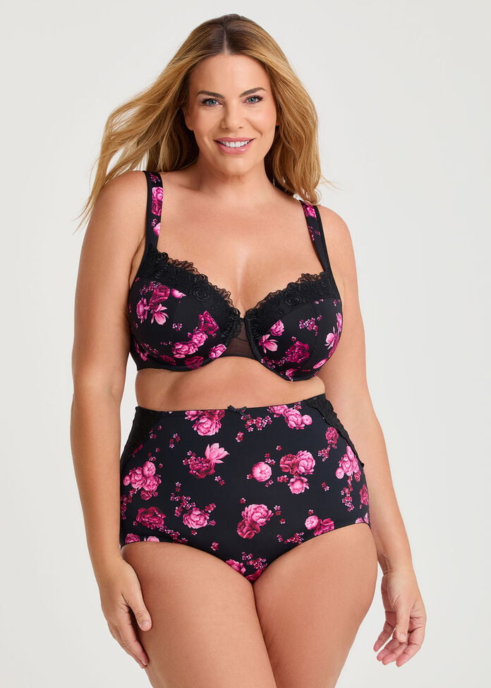 Lace Trim Underwire Bra, , hi-res