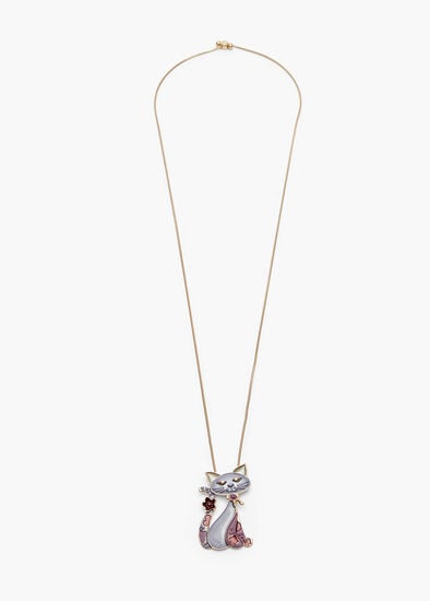 Plus Size Enamel Cat Adjustable Necklace