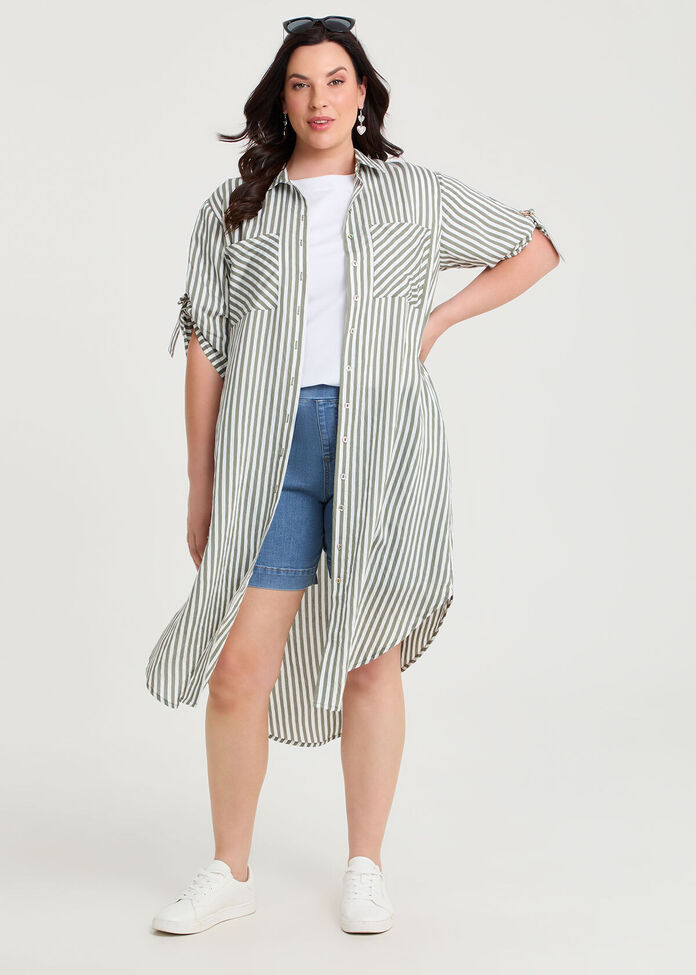 Casual Chic Stripe Shirt Dress, , hi-res