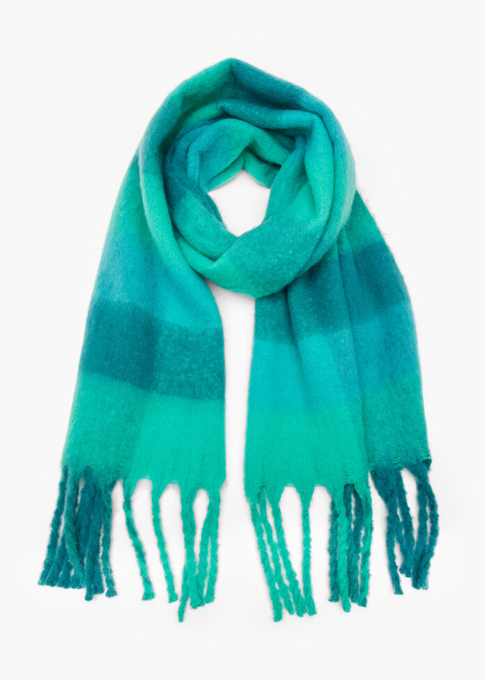 Greens Check Fuzzy Scarf, , hi-res