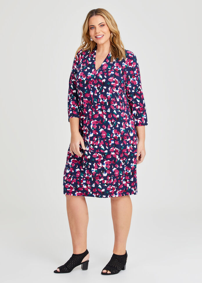 Collar V-neck Dress, , hi-res
