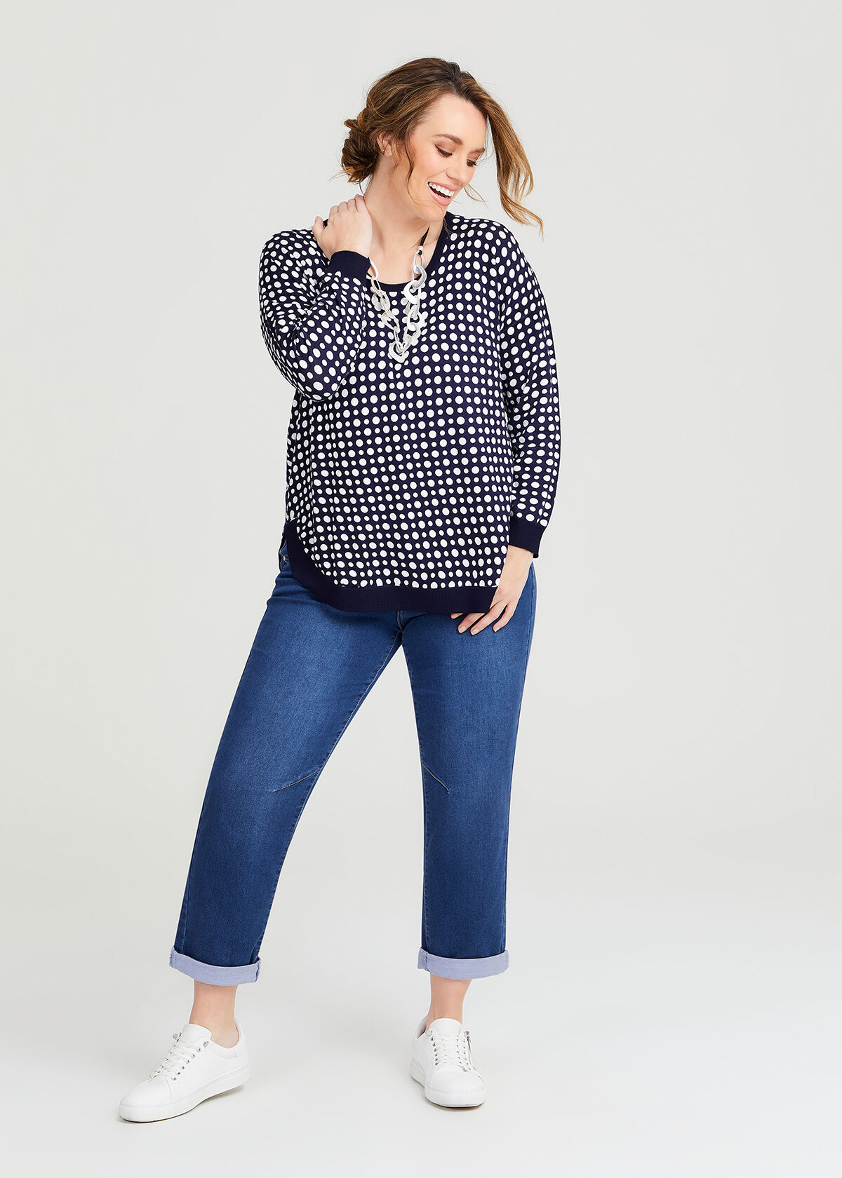 Shop Plus Size Spot Printed Jumper in Blue Sizes 12 30 Taking