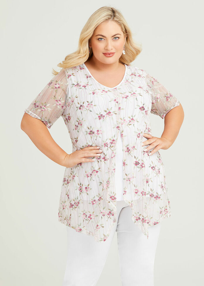 Shop Plus Size Floral Embroidered Top in White | Sizes 12-30 | Taking ...