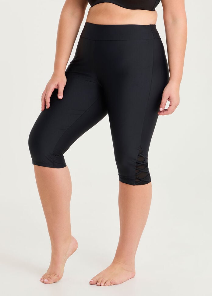 Lattice Detail Capri Swim Legging, , hi-res