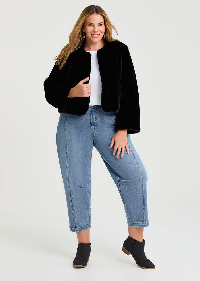 Glamour Faux Fur Shrug, , hi-res