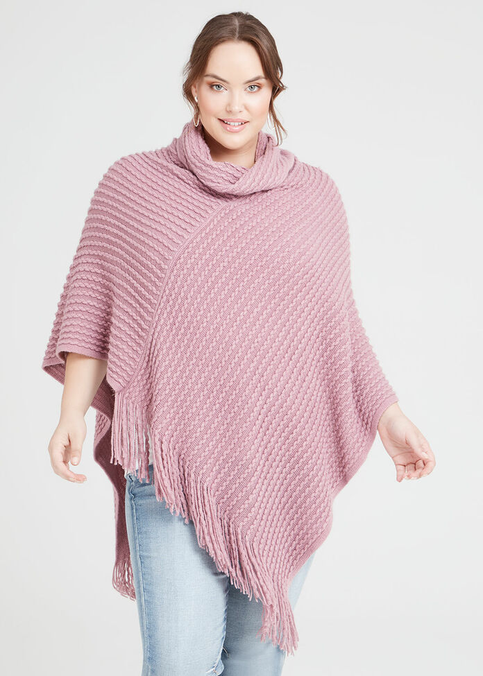 Dusty Pink Poncho, , hi-res