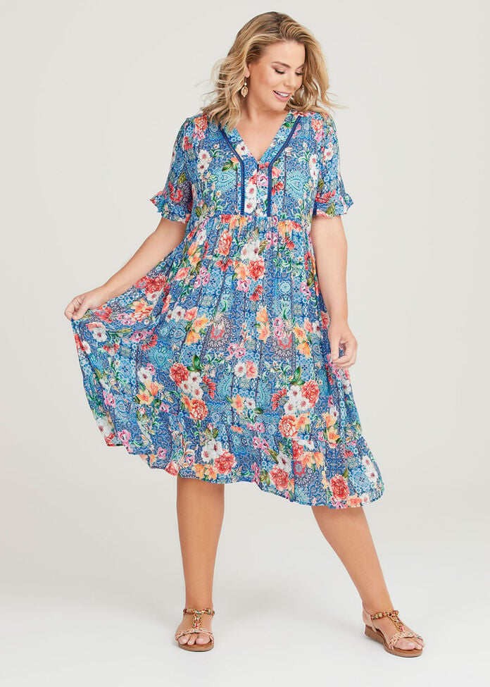Shop Plus Size Natural Medeira Floral Dress in Multi | Taking Shape AU