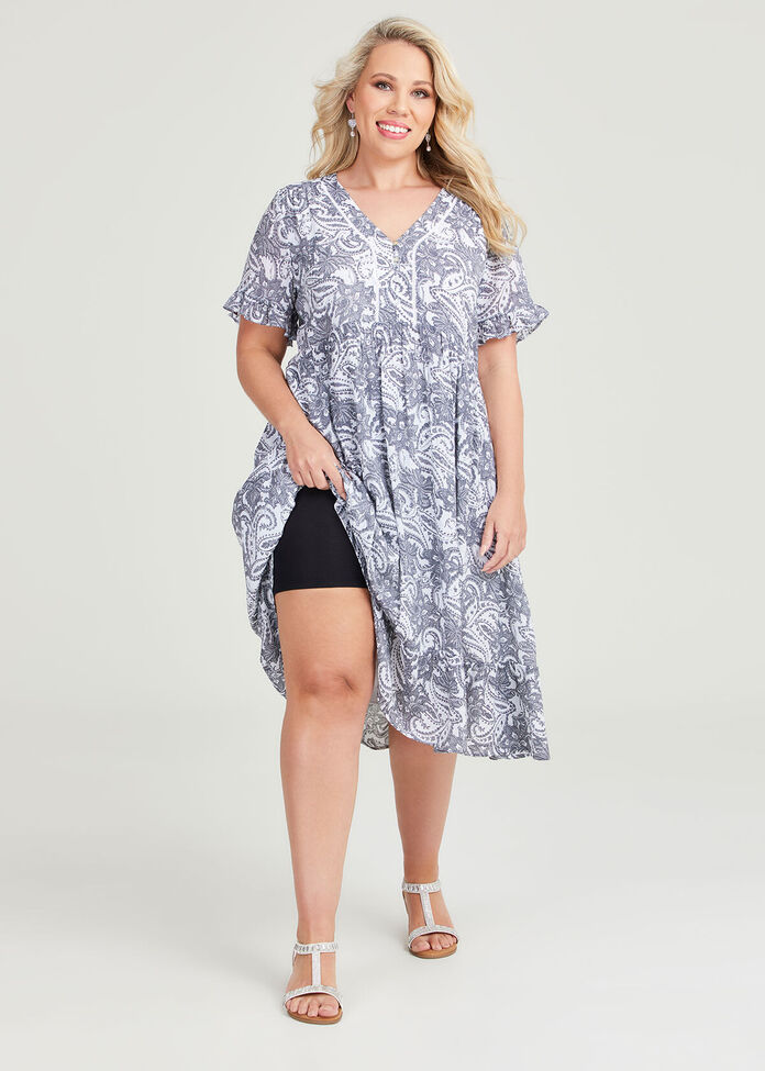 Shop Plus Size Natural Paisley Print Dress in White | Taking Shape AU