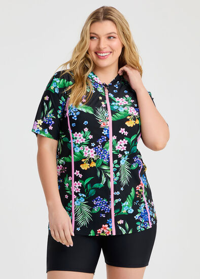 Plus Size Tropical Getaway Rash Vest