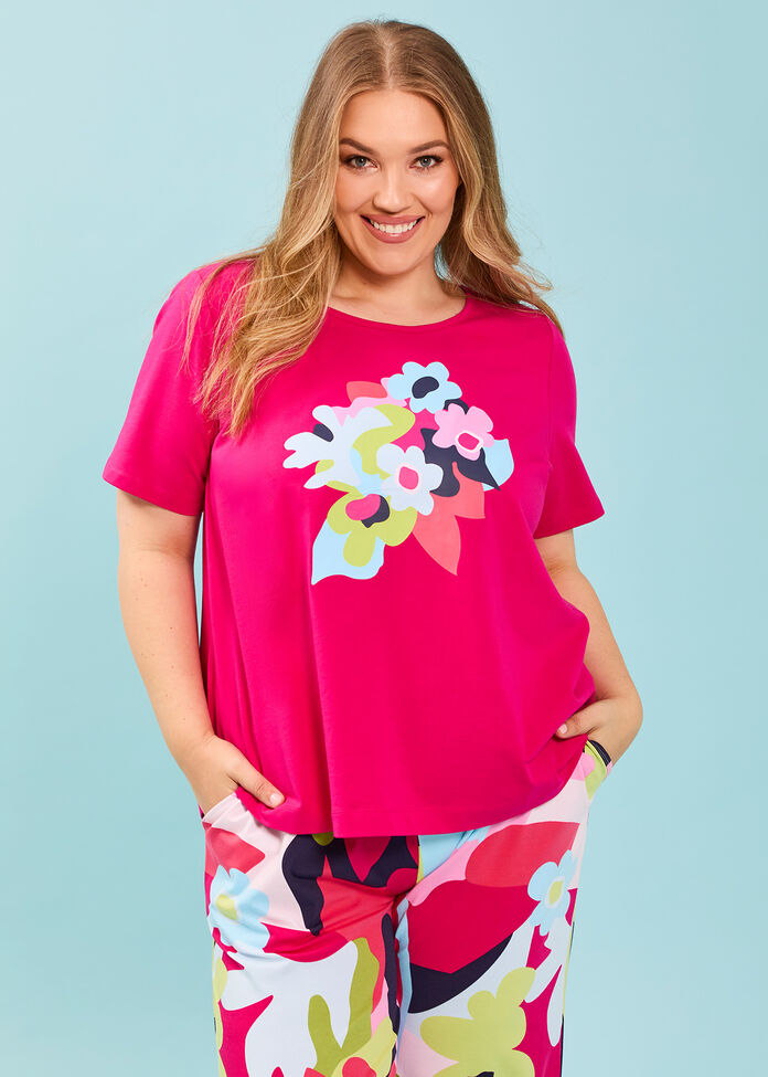 Australian Cotton Flora Top, , hi-res