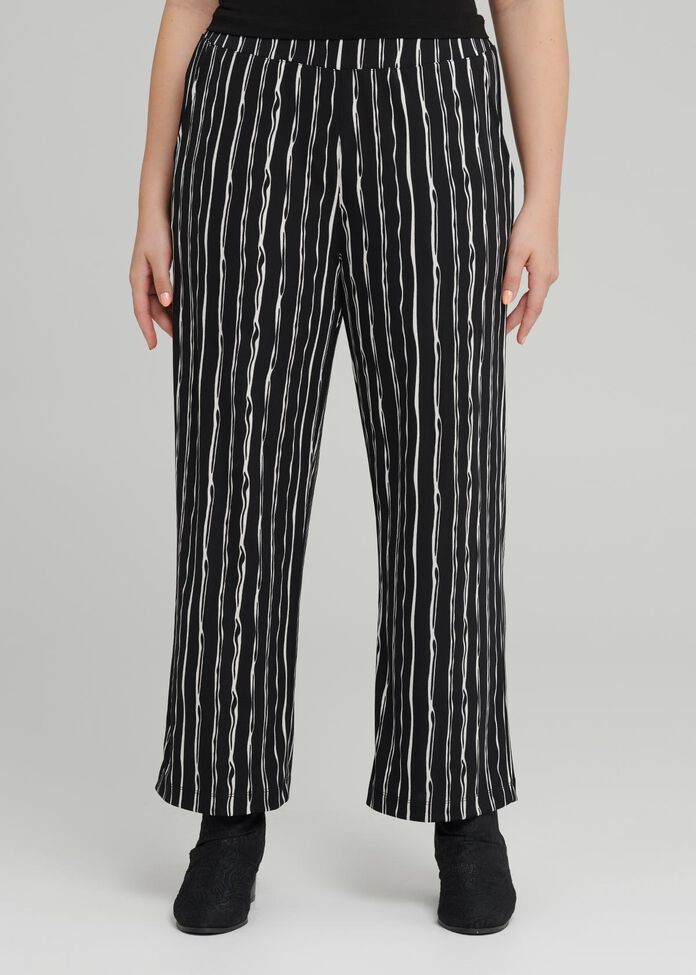 Shop Plus Size Chalk Stripe Wide Pant in Black | Sizes 12-30 | Taking