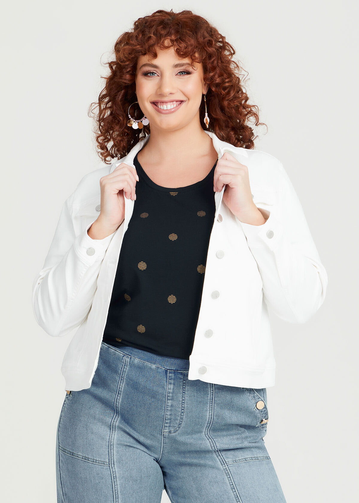 Plus size deals white jean jacket