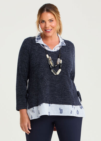 Plus Size Waffle Snug & Stripe Top