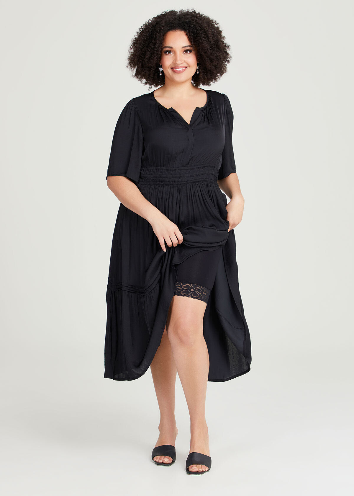 Summer black dress plus size on sale