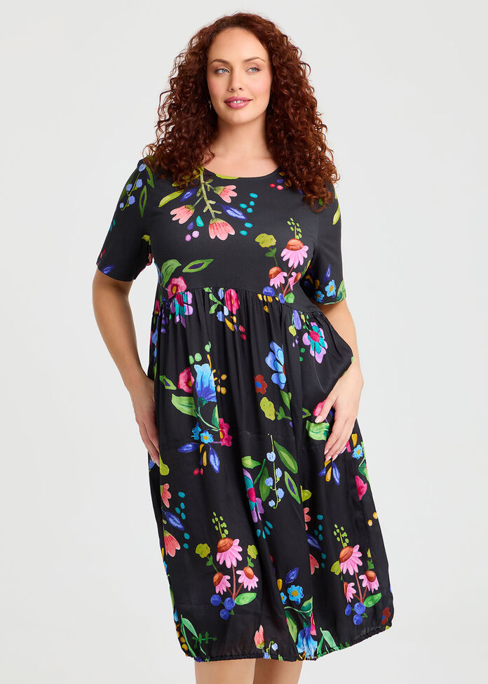 Natural Flora Midi Dress, , hi-res