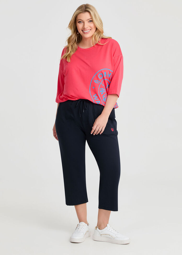 Cotton Hibiscus Crop Trackpant, , hi-res