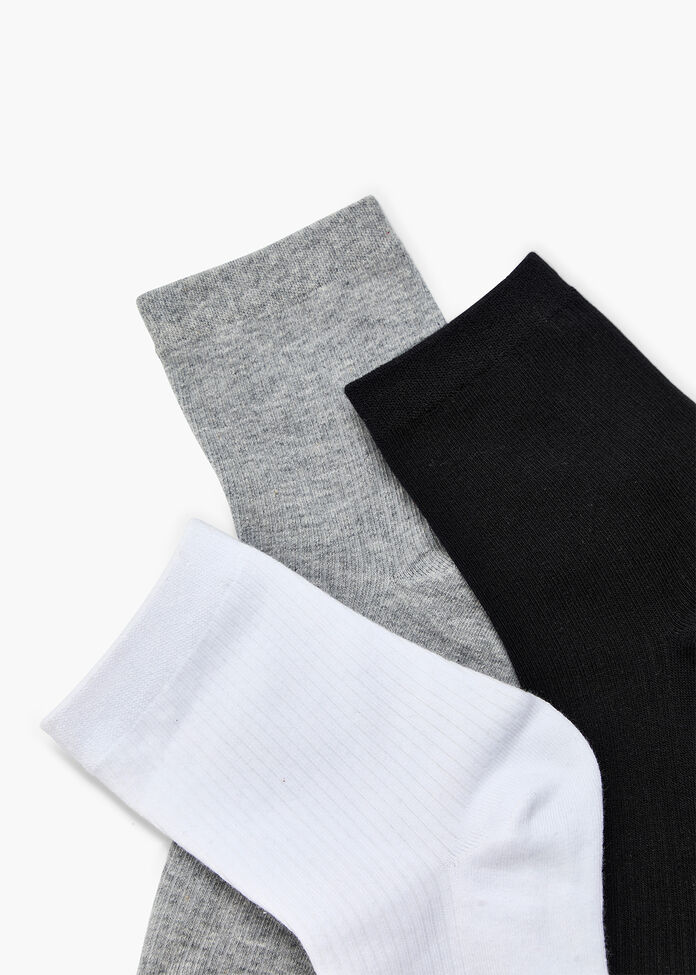 3 Pack Cotton Ribbed Socks, , hi-res