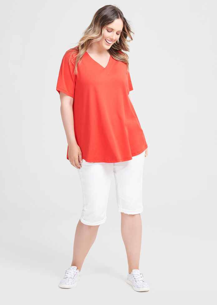 Organic V-neck Swing Basic Tee, , hi-res