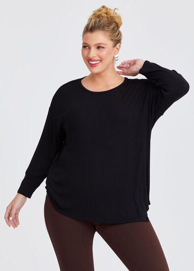 Plus Size Natural Asymmetrical Rib Top