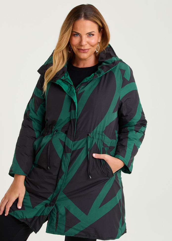 Pinch Tuck Taffeta Reversible Coat, , hi-res