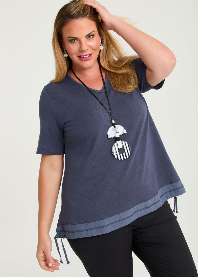 Pima Cotton Drawstring Hem Top, , hi-res