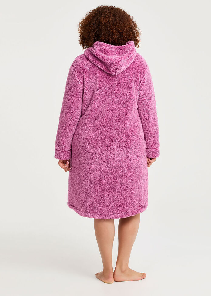 Fluffy Hooded Dressing Gown, , hi-res