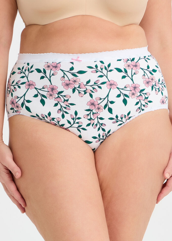 5 Pack Cotton Floral Spot Briefs, , hi-res