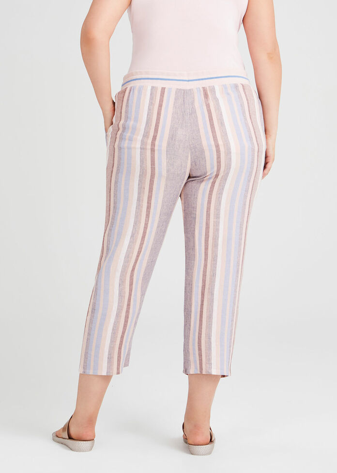 Linen Oasis Stripe Crop Pant, , hi-res