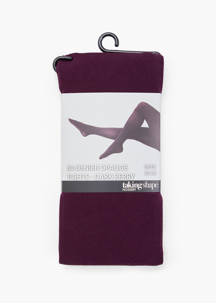 80 Denier Opaque Dark Berry Tights, , hi-res