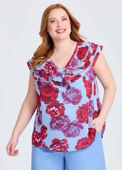 Plus Size Camilia Ruffle Chiffon Blouse
