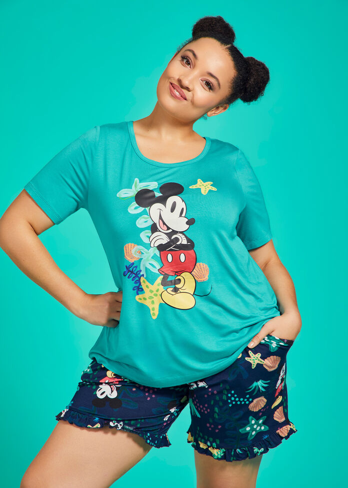 Shop Plus Size Mickey Seashore Pyjama Top, Blue Taking Shape AU