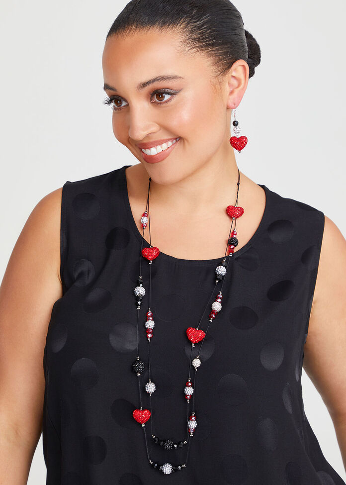 Crystal Heart Diamante Earrings, , hi-res