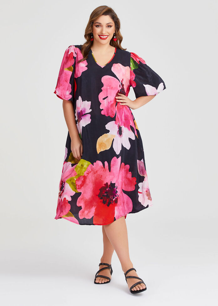 Natural Abloom Midi Dress, , hi-res