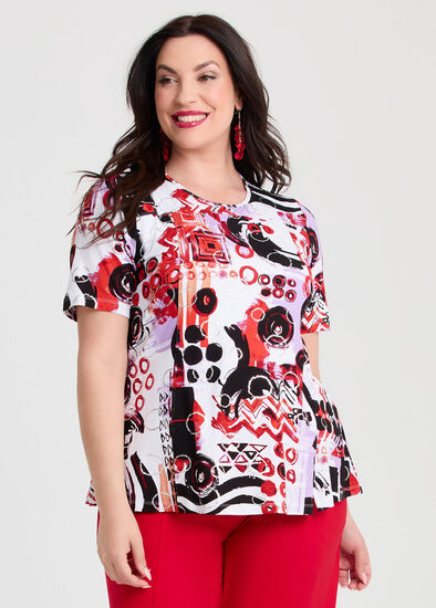 Plus Size Natural Swirl Abstract Top