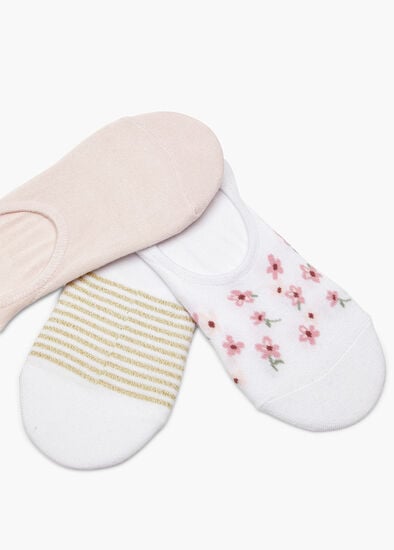 Plus Size 3 Pack No Show Bamboo Floral Socks