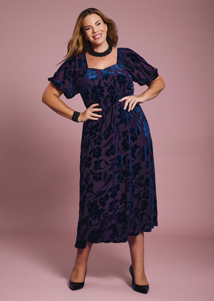 Bouquet Velvet Cocktail Dress, , hi-res