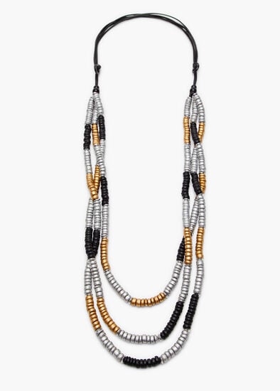 Plus Size Long Beaded Metallic Necklace