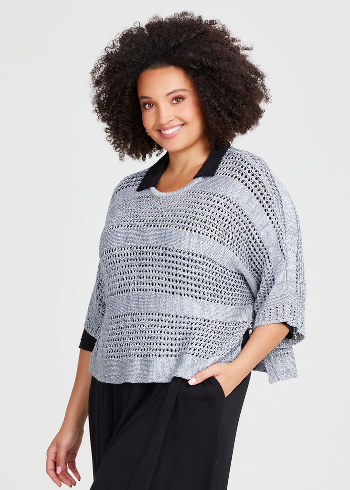 Pointelle Sparkle Overtop, , hi-res