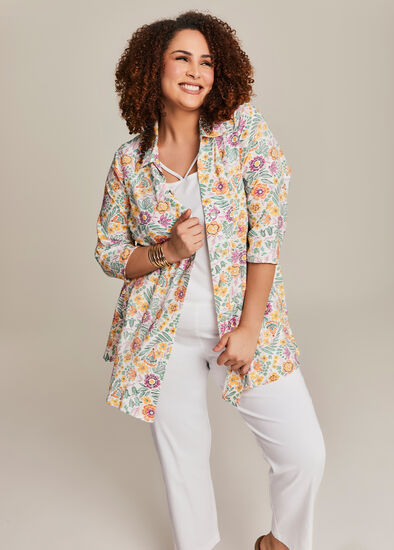 Plus Size Natural Floral Shirt