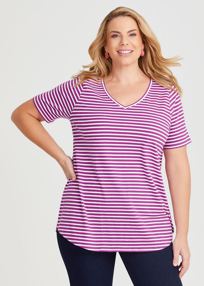 Good Earth Australian Cotton Stripe T-shirt, , hi-res